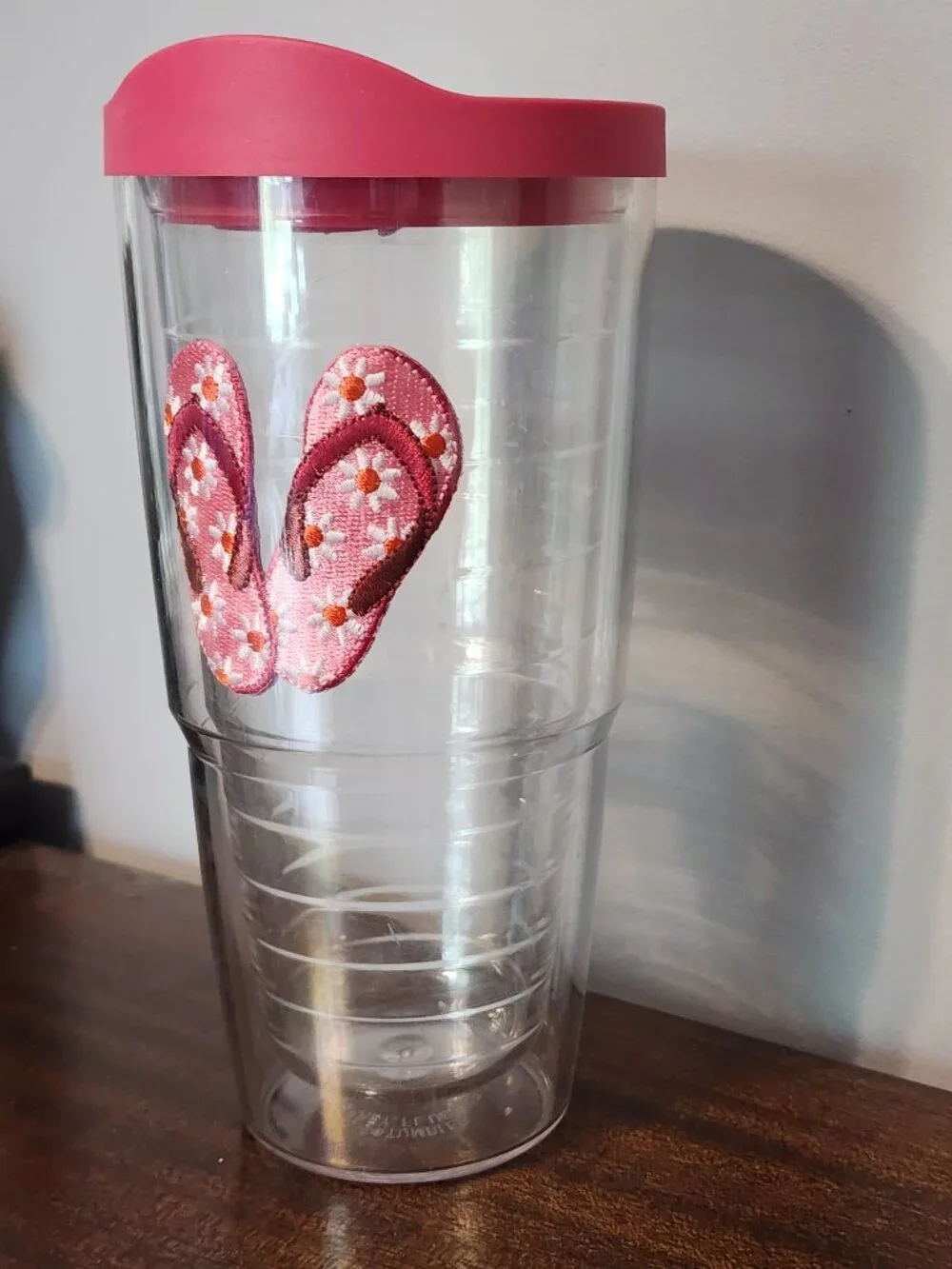 Tervis Colorful Floral Pink Patchwork Flip Flop Tumbler 24oz - Used